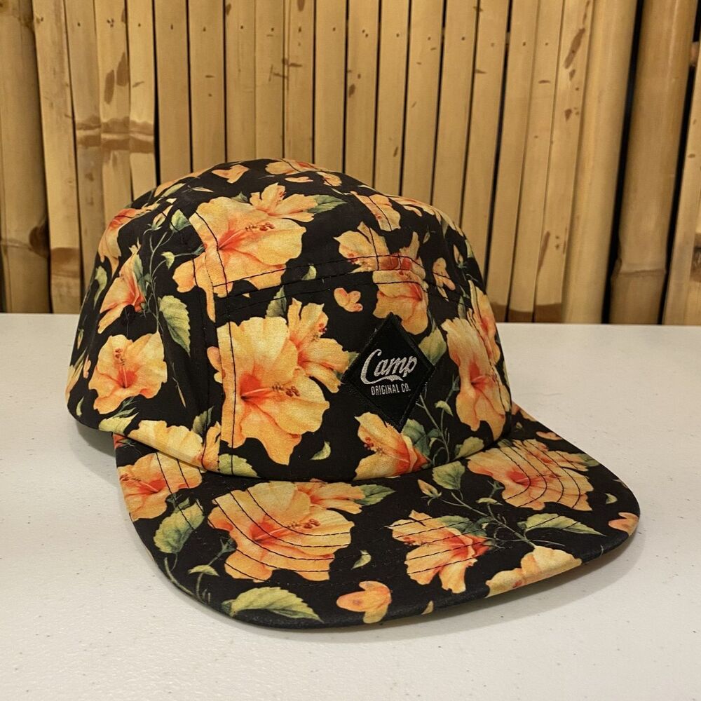Camp Original Co 5 Panel Hat Tropical Hawaiian Adjustable Strap Clip Cap